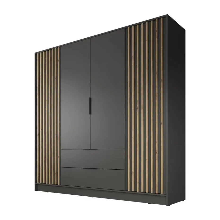 Meubella - Kledingkast Nairobi - Antraciet - Eiken - 206 cm