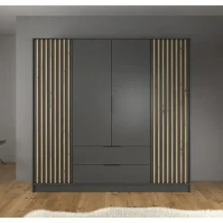 Meubella - Kledingkast Nairobi - Antraciet - Eiken - 206 cm