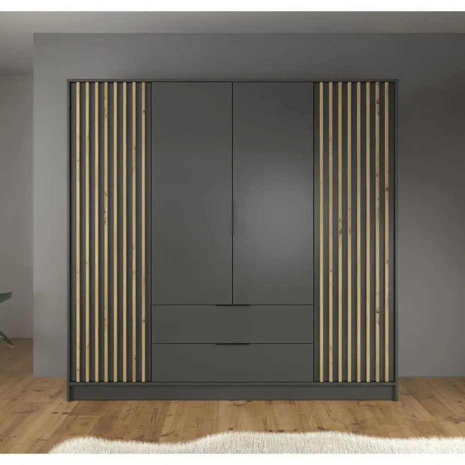 Meubella - Kledingkast Nairobi - Antraciet - Eiken - 206 cm