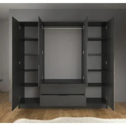 Meubella - Kledingkast Nairobi - Antraciet - Eiken - 206 cm