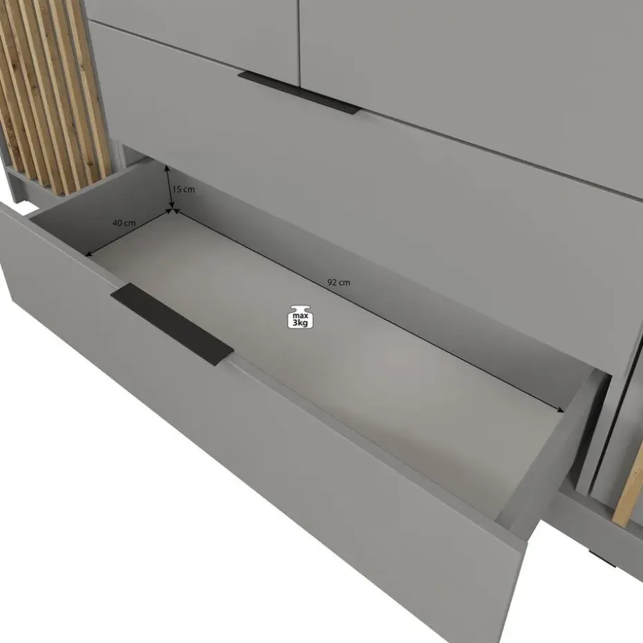 Meubella - Kledingkast Nairobi - Antraciet - Eiken - 206 cm