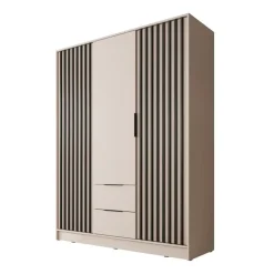Meubella - Kledingkast Nairobi - Beige - Zwart - 155 cm