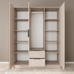 Meubella - Kledingkast Nairobi - Beige - Zwart - 155 cm