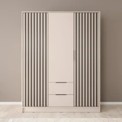 Meubella - Kledingkast Nairobi - Beige - Zwart - 155 cm