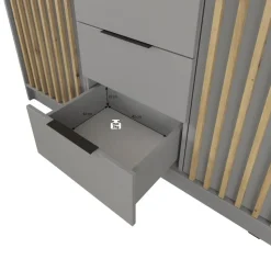 Meubella - Kledingkast Nairobi - Beige - Zwart - 155 cm