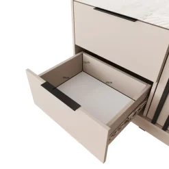 Meubella - Kledingkast Nairobi - Beige - Zwart - 105 cm - met spiegel