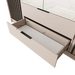 Meubella - Kledingkast Nairobi - Beige - Zwart - 206 cm - met spiegel