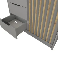 Meubella - Kledingkast Nairobi - Eiken - Zwart - 105 cm - Met spiegel