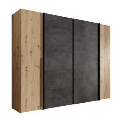 Meubella - Kledingkast Nassau - Eiken - Grijs - 270 cm