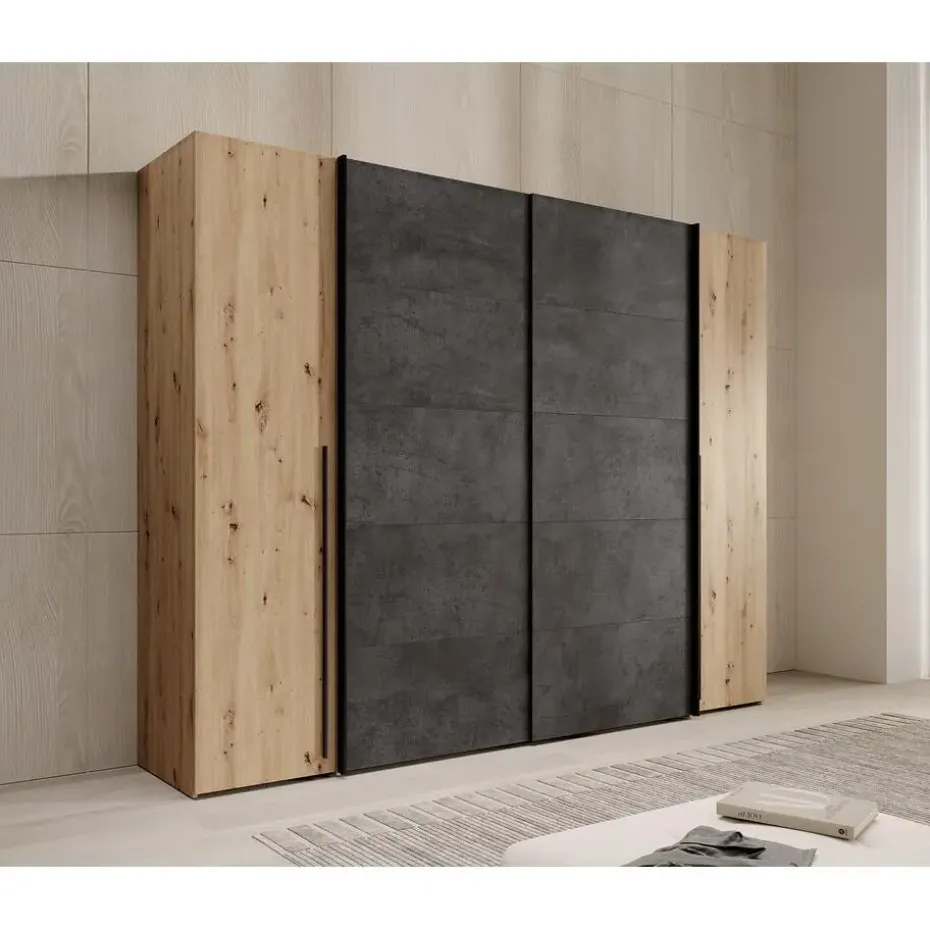 Meubella - Kledingkast Nassau - Eiken - Grijs - 270 cm