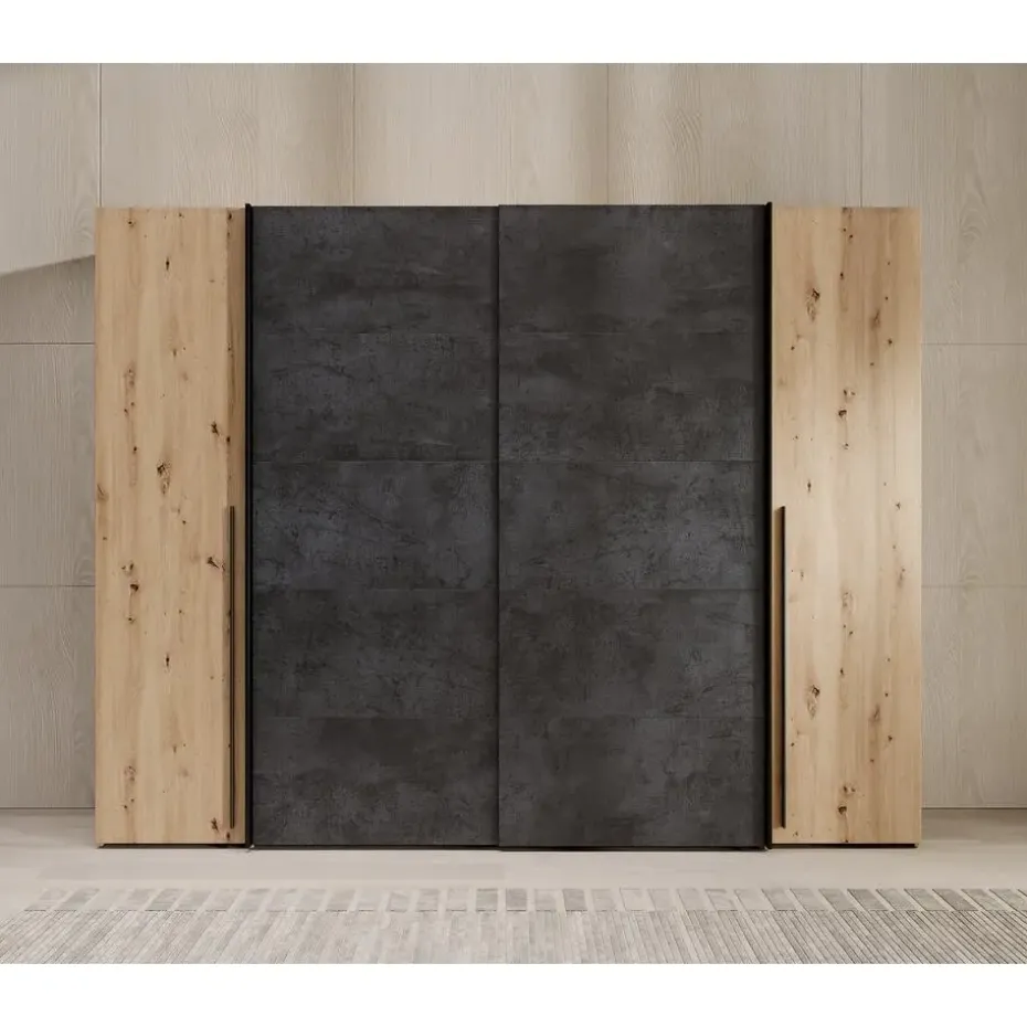 Meubella - Kledingkast Nassau - Eiken - Grijs - 270 cm