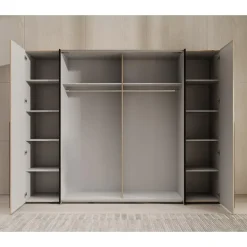 Meubella - Kledingkast Nassau - Eiken - Grijs - 270 cm