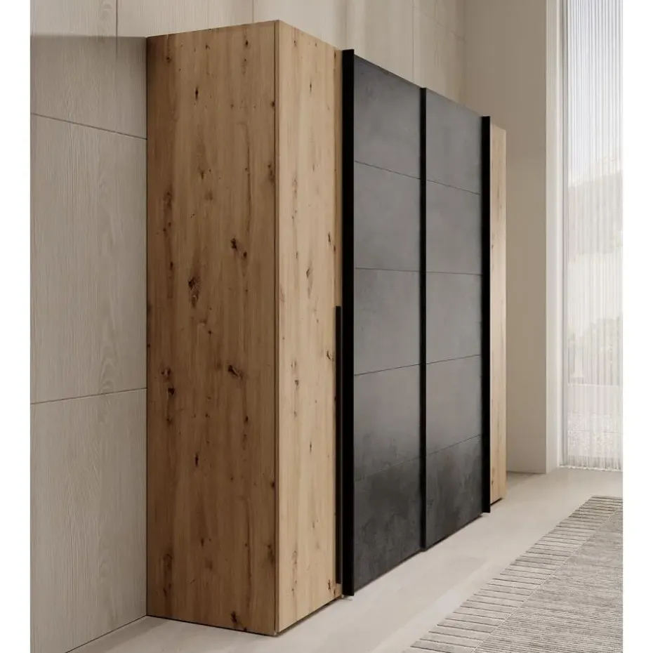 Meubella - Kledingkast Nassau - Eiken - Grijs - 270 cm