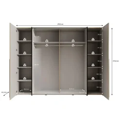 Meubella - Kledingkast Nassau - Eiken - Grijs - 270 cm