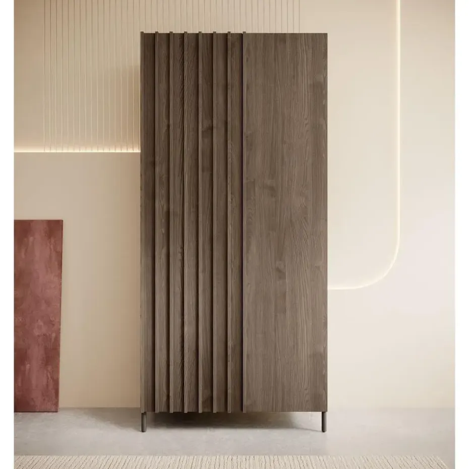 Meubella - Kledingkast Paz - Donkerbruin eiken - 92 cm