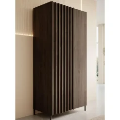 Meubella - Kledingkast Paz - Donkerbruin eiken - 92 cm