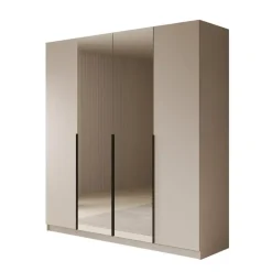 Meubella - Kledingkast Sabre - Beige - 200 cm - Met spiegel