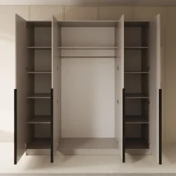 Meubella - Kledingkast Sabre - Beige - 200 cm - Met spiegel