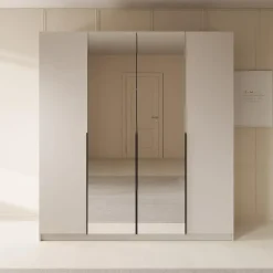 Meubella - Kledingkast Sabre - Beige - 200 cm - Met spiegel