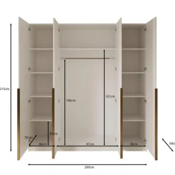 Meubella - Kledingkast Sabre - Beige - 200 cm