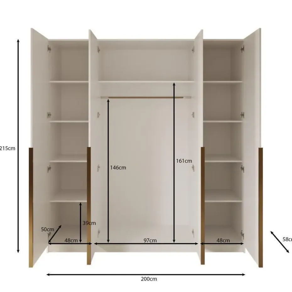 Meubella - Kledingkast Sabre - Beige - 200 cm
