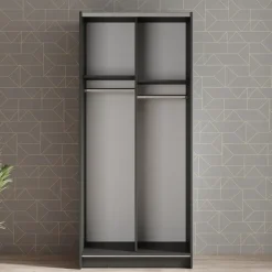 Meubella - Kledingkast Salta - Zwart - 80 cm - Met spiegel