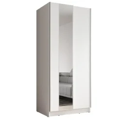 Meubella - Kledingkast Salta - Wit - 80 cm - Met spiegel