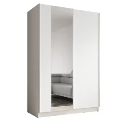 Meubella - Kledingkast Salta - Wit - 120 cm - Met spiegel