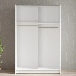 Meubella - Kledingkast Salta - Wit - 120 cm - Met spiegel