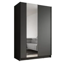 Meubella - Kledingkast Salta - Zwart - 120 cm - Met spiegel