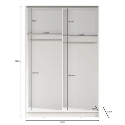 Meubella - Kledingkast Salta - Zwart - 120 cm - Met spiegel