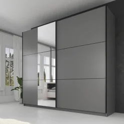Meubella - Kledingkast Samantha - Grijs - 236 cm - Met spiegel