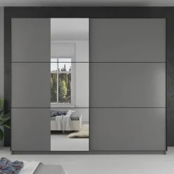 Meubella - Kledingkast Samantha - Grijs - 236 cm - Met spiegel