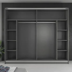 Meubella - Kledingkast Samantha - Grijs - 236 cm - Met spiegel