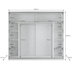 Meubella - Kledingkast Samantha - Grijs - 236 cm - Met spiegel