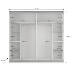 Meubella - Kledingkast Samantha - Grijs - 217 cm