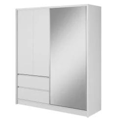 Meubella - Kledingkast Sento - Wit - 180 cm - Met spiegel