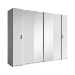 Meubella - Kledingkast Stoke - Wit - 270 cm - Met spiegel