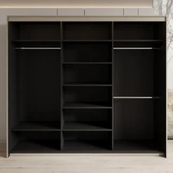 Meubella - Kledingkast Timoteo - Beige - 250 cm - Met spiegel