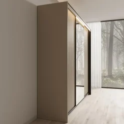 Meubella - Kledingkast Timoteo - Beige - 250 cm - Met spiegel