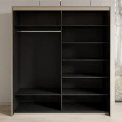 Meubella - Kledingkast Timoteo - Beige - 200 cm - Met spiegel