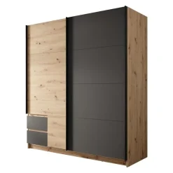 Meubella - Kledingkast Ulan - Eiken - Grijs - 181 cm