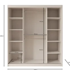 Meubella - Kledingkast Ulysses - Zwart - 180 cm - Met spiegel