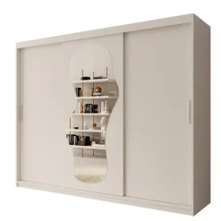 Meubella - Kledingkast Ulysses - Wit - 250 cm - Met spiegel