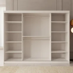 Meubella - Kledingkast Ulysses - Wit - 250 cm - Met spiegel