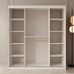 Meubella - Kledingkast Ulysses - Wit - 180 cm - Met spiegel