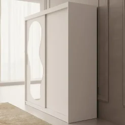 Meubella - Kledingkast Ulysses - Wit - 180 cm - Met spiegel