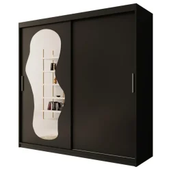 Meubella - Kledingkast Ulysses - Zwart - 200 cm - Met spiegel