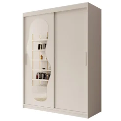 Meubella - Kledingkast Ulysses - Wit - 150 cm - Met spiegel