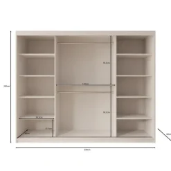 Meubella - Kledingkast Ulysses - Zwart - 250 cm - Met spiegel